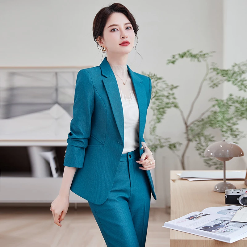 通勤时尚修身长袖西装外套女神范春秋休闲韩版西服职业气质