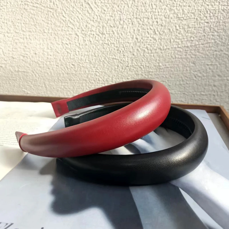 复古港风高质感全羊皮高颅顶发箍宽边加厚优雅气质百搭发卡