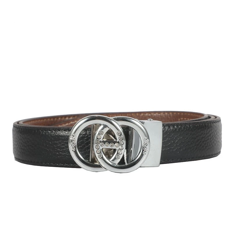 双O水钻头层牛皮女士自动扣带VL715007 H1