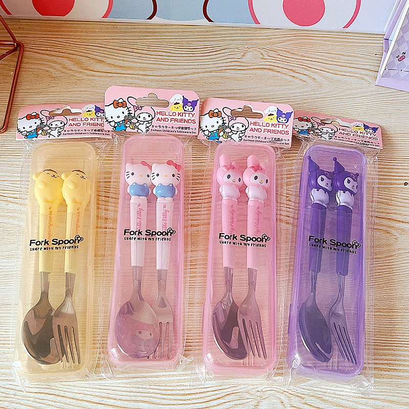 卡通盒装不锈钢餐具创意可爱勺子叉子套装便携式学生新款造型餐具
