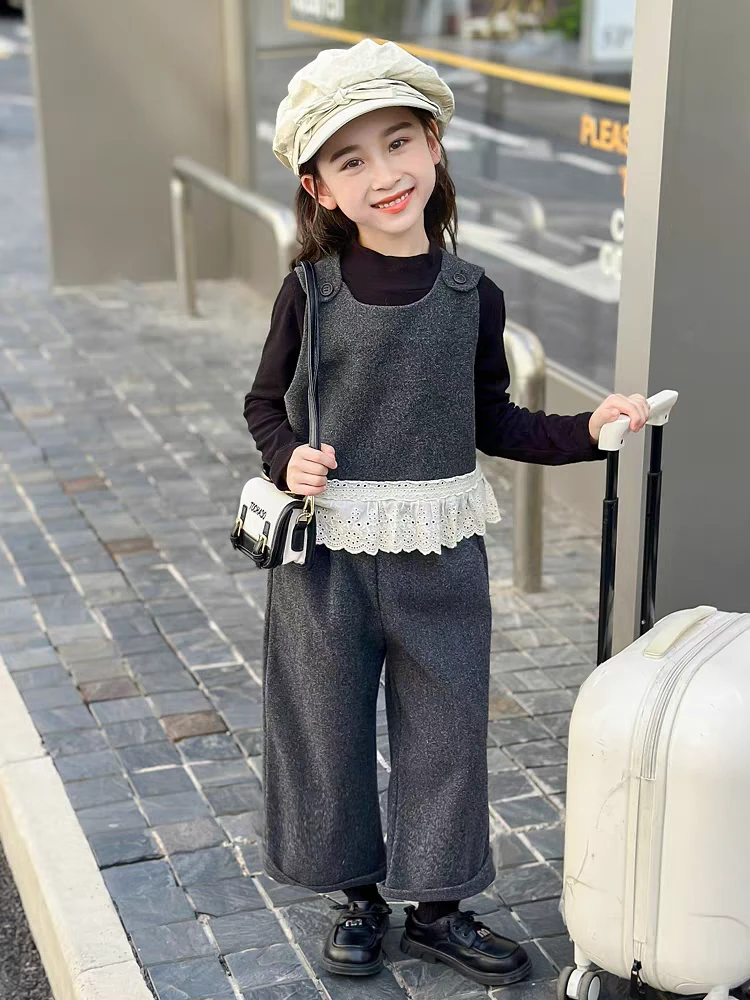 女童秋季马甲套装2024新款宝宝春秋装时尚三件套幼儿园女宝宝童装