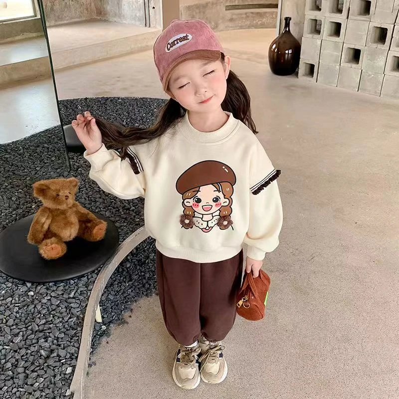 女童2023春秋新款洋气时尚小女孩网红爆款时髦辫子女孩卫衣套装