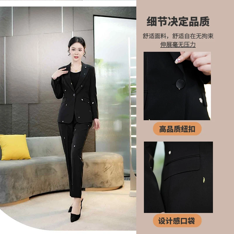 【丽爷】0289-90春夏款黑色小脚西装套装