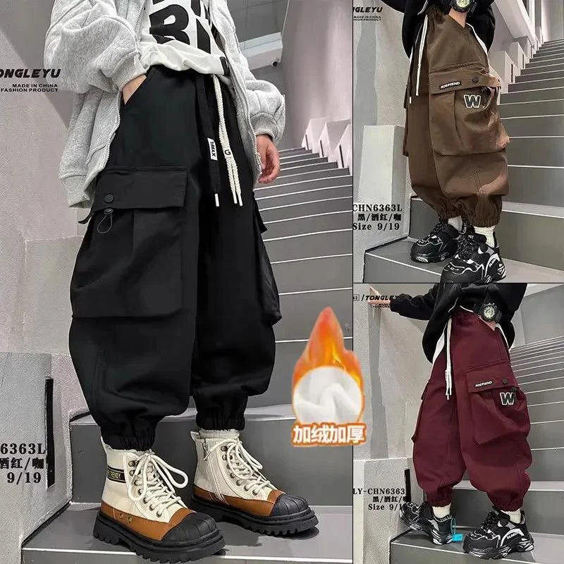 男女童裤子儿童加绒一体绒2023秋冬款中大童百搭加厚外穿时尚潮流
