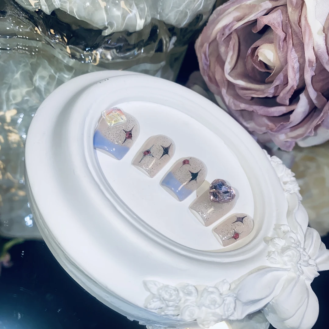 1【香芋紫法式】超短梯 纯手工定制穿戴美甲轻奢气质显白可爱高级