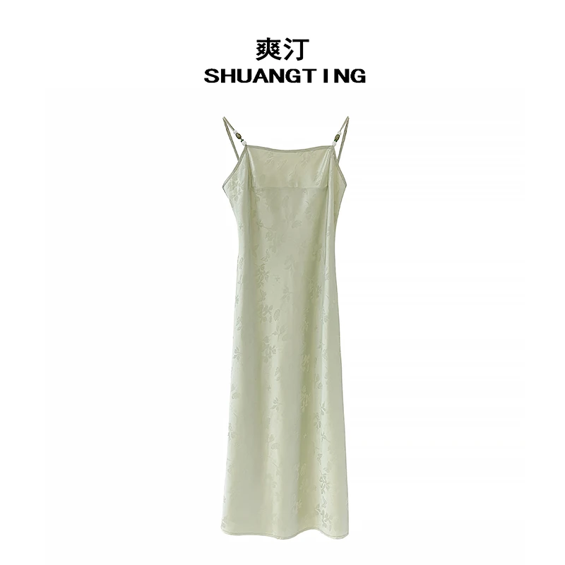 Jokara/丘可儿【星夜】吊带连衣裙重磅提花长款修身气质长裙夏款