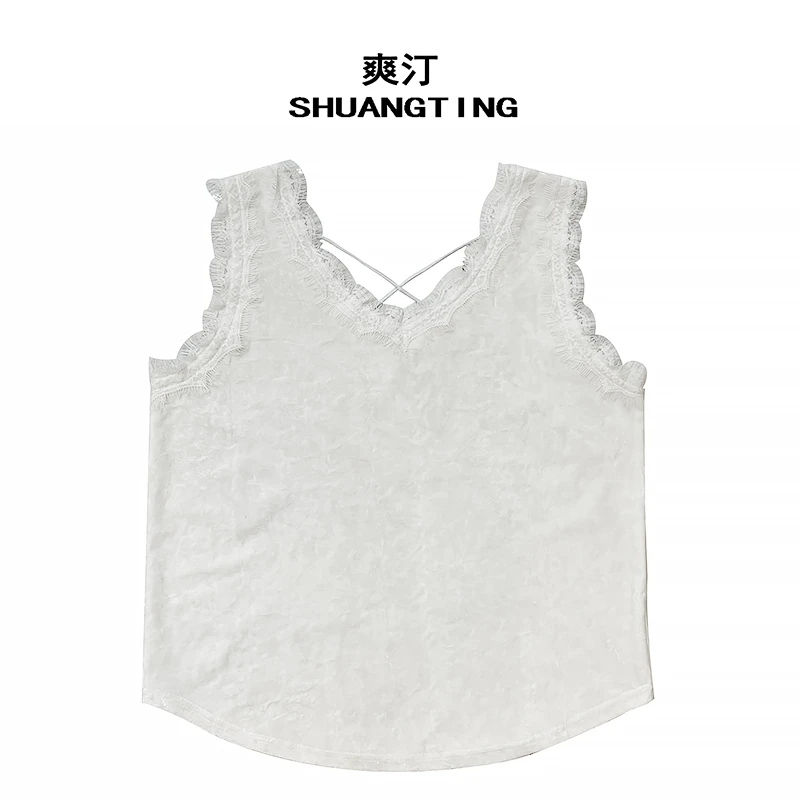 Jokara/丘可儿【望月】复古打底百搭丝绒背心高订透气内搭女士吊带