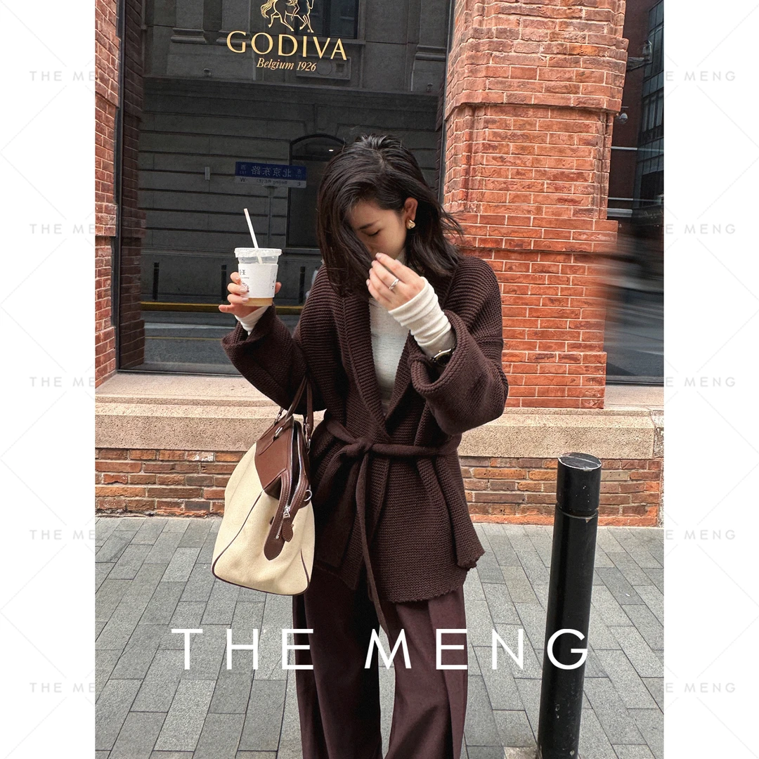 THE MENG【热可可】高克重羊绒绵羊毛轻奢设计师款开衫#M241E078