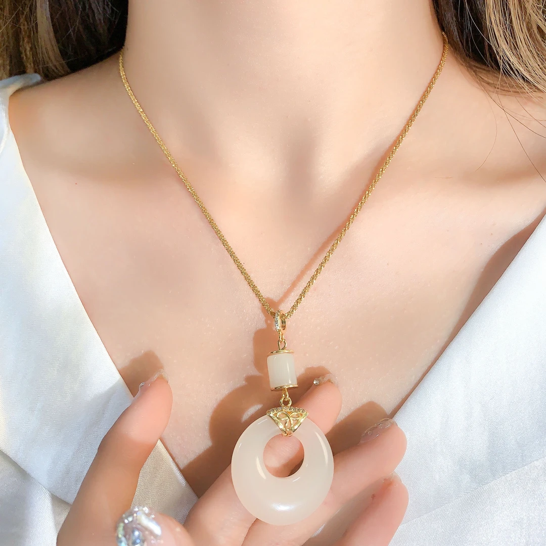 铜合金项链 高级优雅百搭平安扣国风轻奢项链