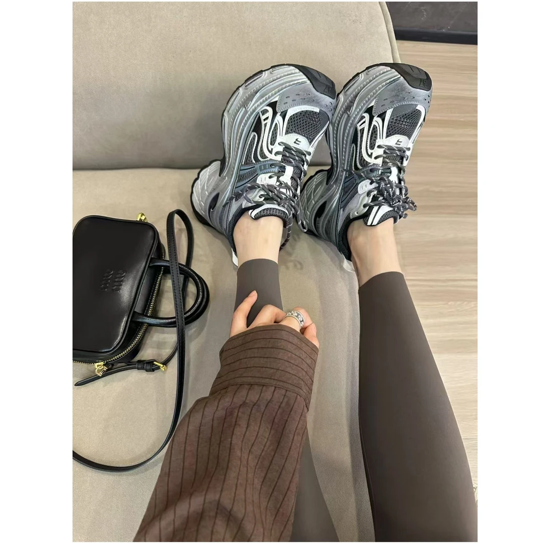 时尚百搭系带透气厚底做旧老爹鞋潮流运动鞋#24235