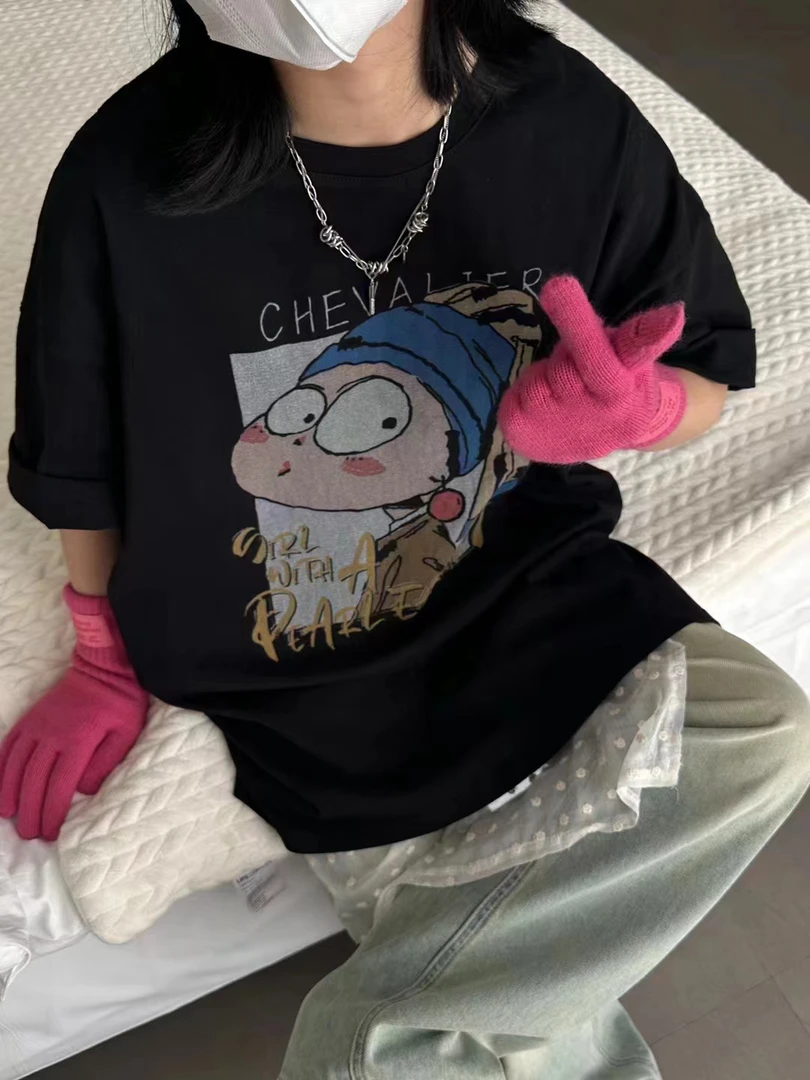 欧韩夏季宽松印花百搭T恤