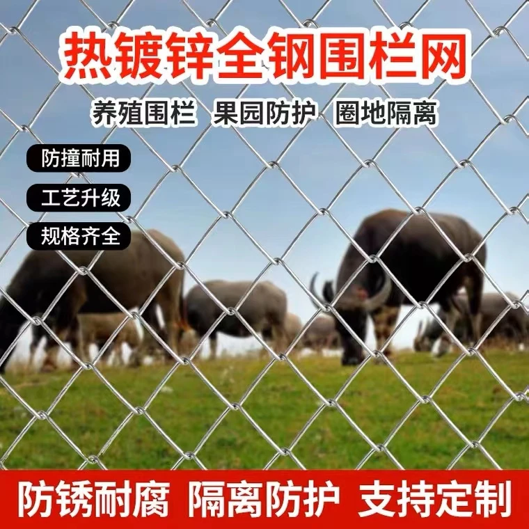 热镀锌铁丝网围栏网养猪牛羊防护网隔离网菱形勾花网钢丝网护栏