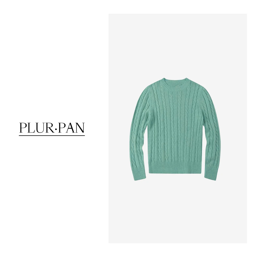 PLUR·PAN【经典绞花】简约慵懒宽松修身版休闲针织毛衣  P01023827