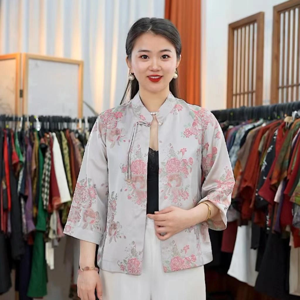 [杭锦绸装]金枝玉叶·典藏精工云锦立体牡丹提花双面穿外套GT9959