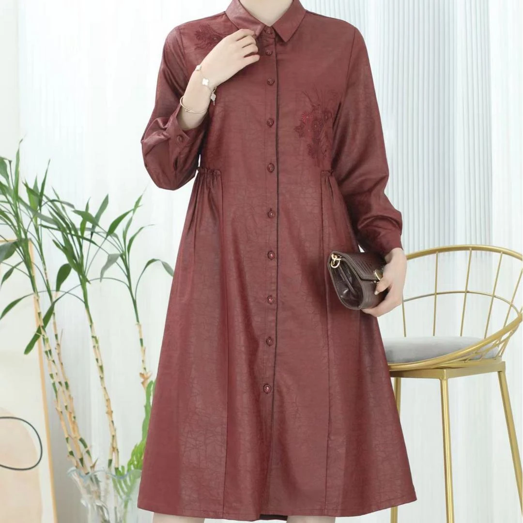 [杭锦绸装]典藏精工油脂龟裂老料掐褶收腰气质百搭翻领风衣F525