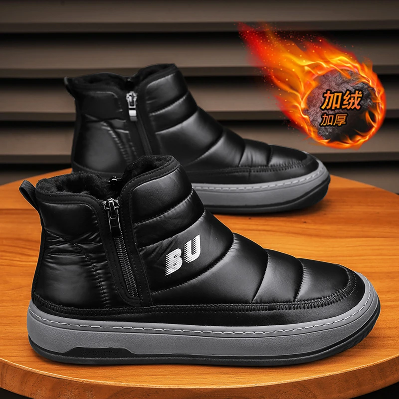 回力新东北雪地靴男冬季保暖加绒加厚皮毛一体棉靴防滑高帮棉靴男