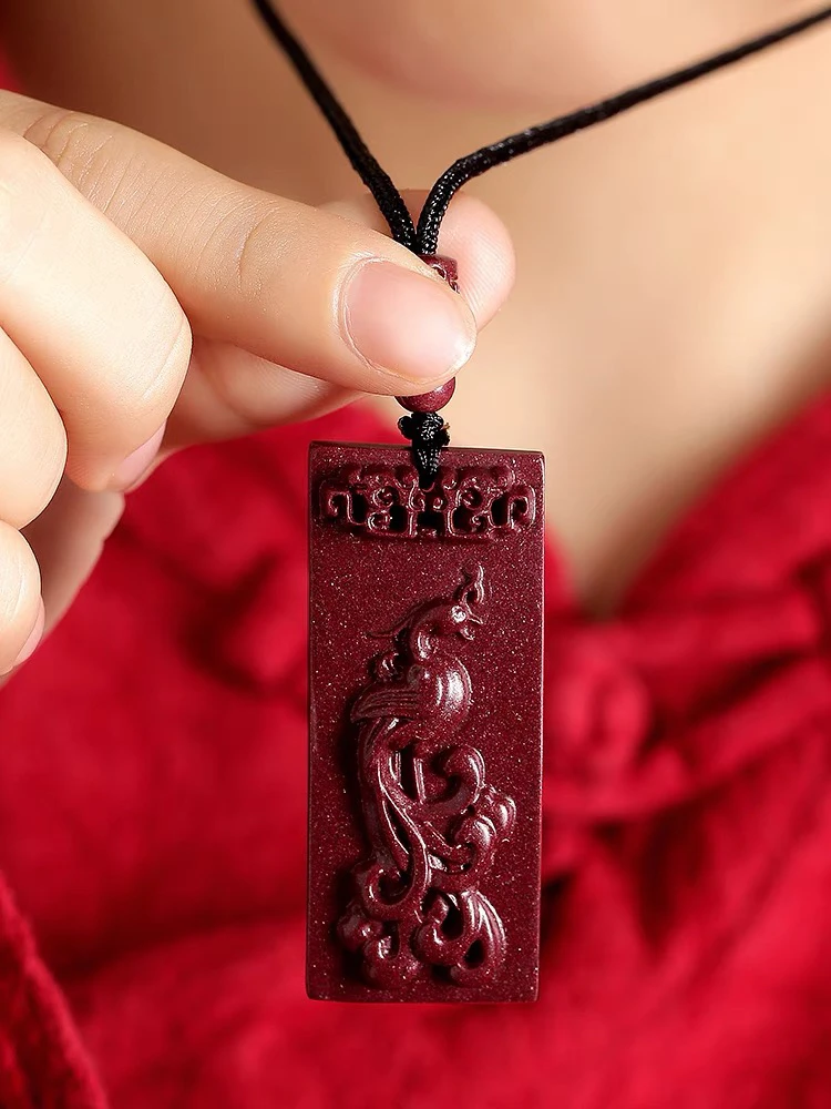 含辰砂工艺品朱砂朱雀凤凰吊坠男女紫金砂吊坠挂件