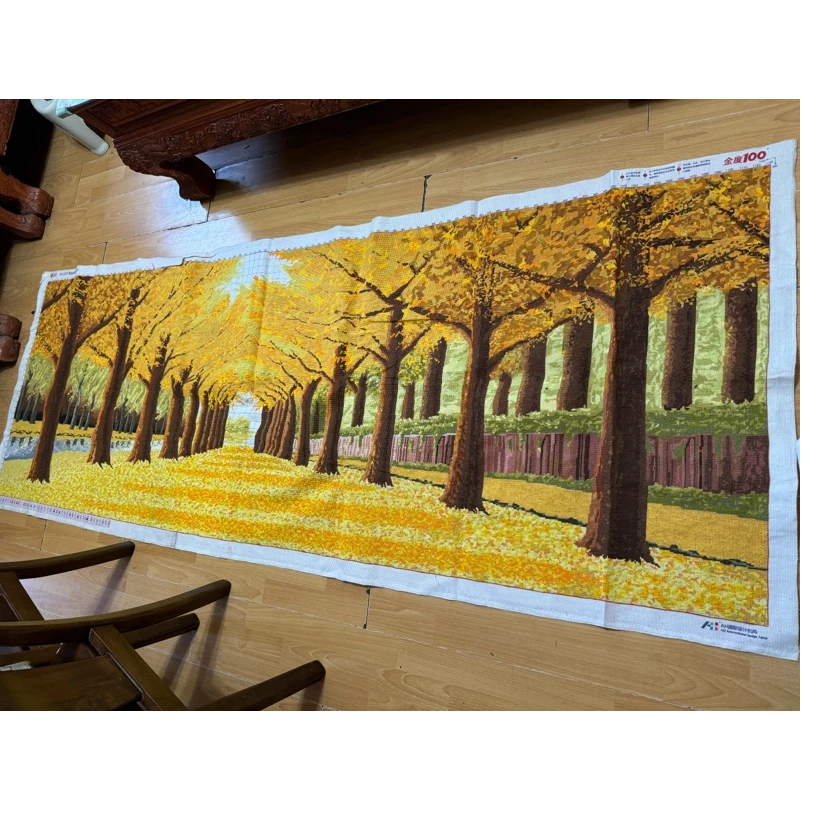 纯手工十字绣成品人工绣好的图黄金满地2.7米客厅装饰挂画办公室