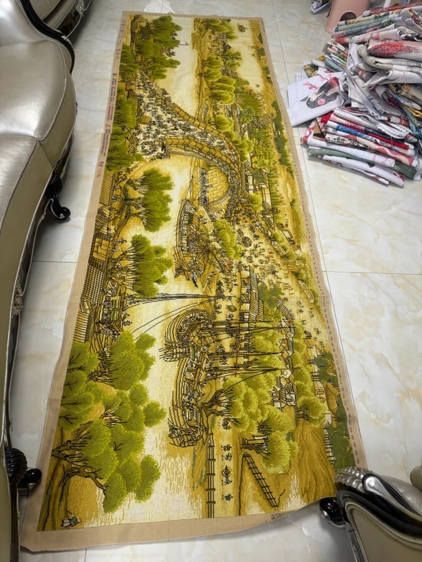 纯手工十字绣成品人工绣好的图清明上河图306乘97客厅装饰挂画