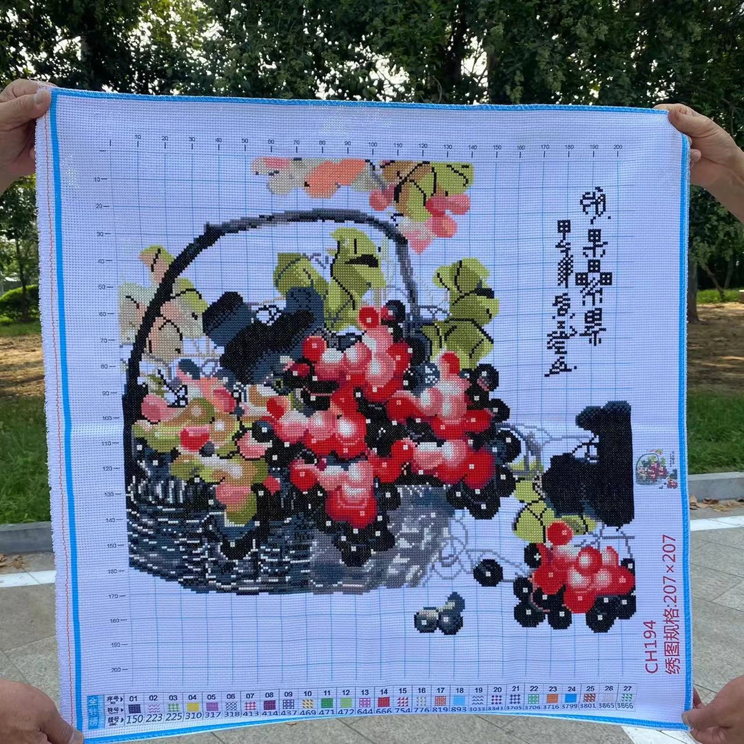 纯手工十字绣成品人工绣好的图硕果累累水果图餐厅71*71装饰1369