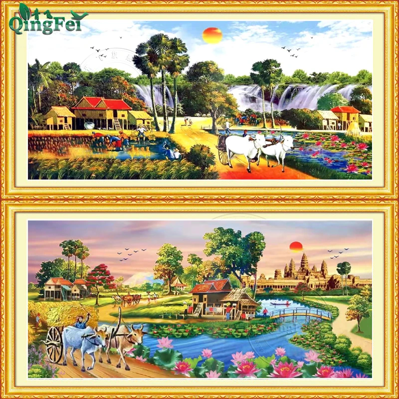 青飞精准印布丰收田园新版十字绣风水宝地客厅卧室挂画E93,E155