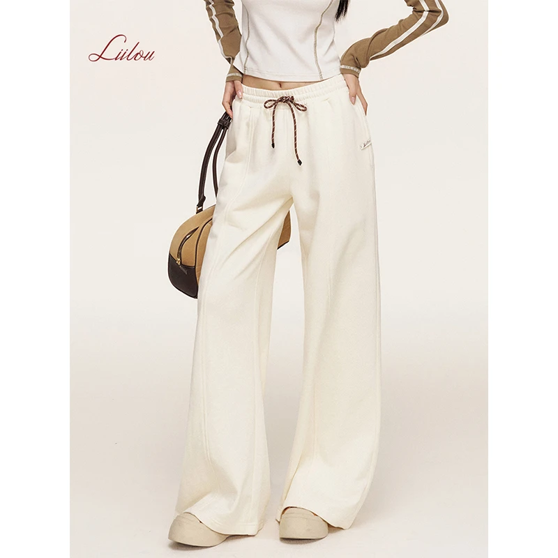 Liilou  慵懒舒适 撞色腰绳 加厚休闲阔腿卫裤