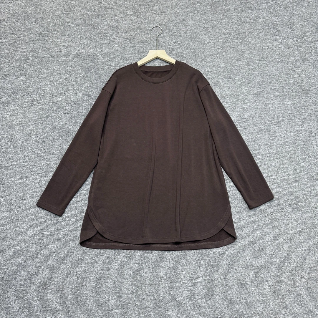 JW/静稳2024-冬季时尚宽松休闲女款减龄长袖加绒纯色T恤7705379