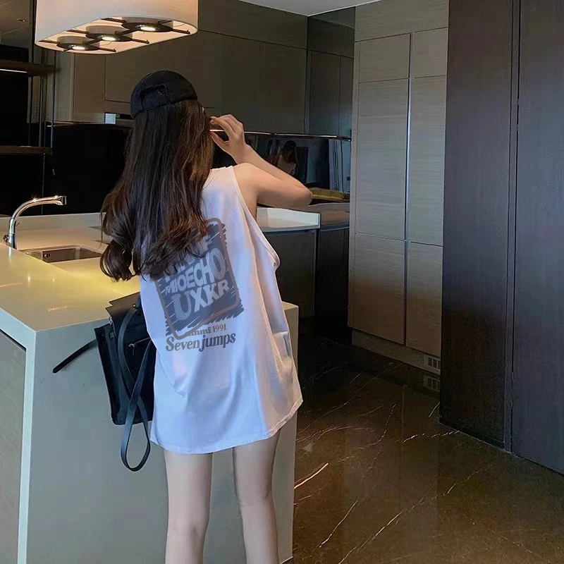 纯棉背心女款外穿无袖T恤内搭上衣2024新遮屁股百搭休闲运动上衣