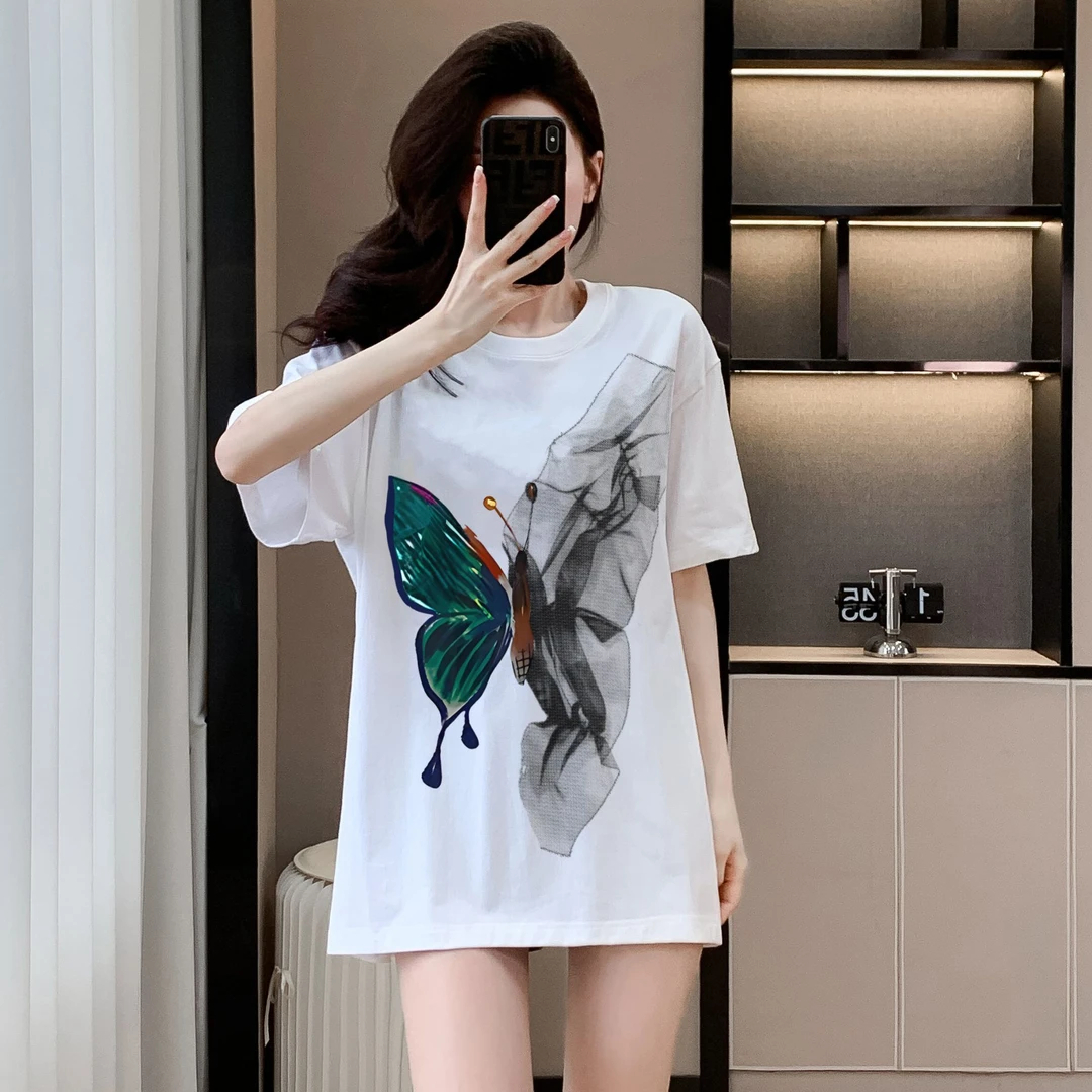 短袖t恤女白色新款设计感小众甜美宽松显瘦小个子百搭减龄体恤衫