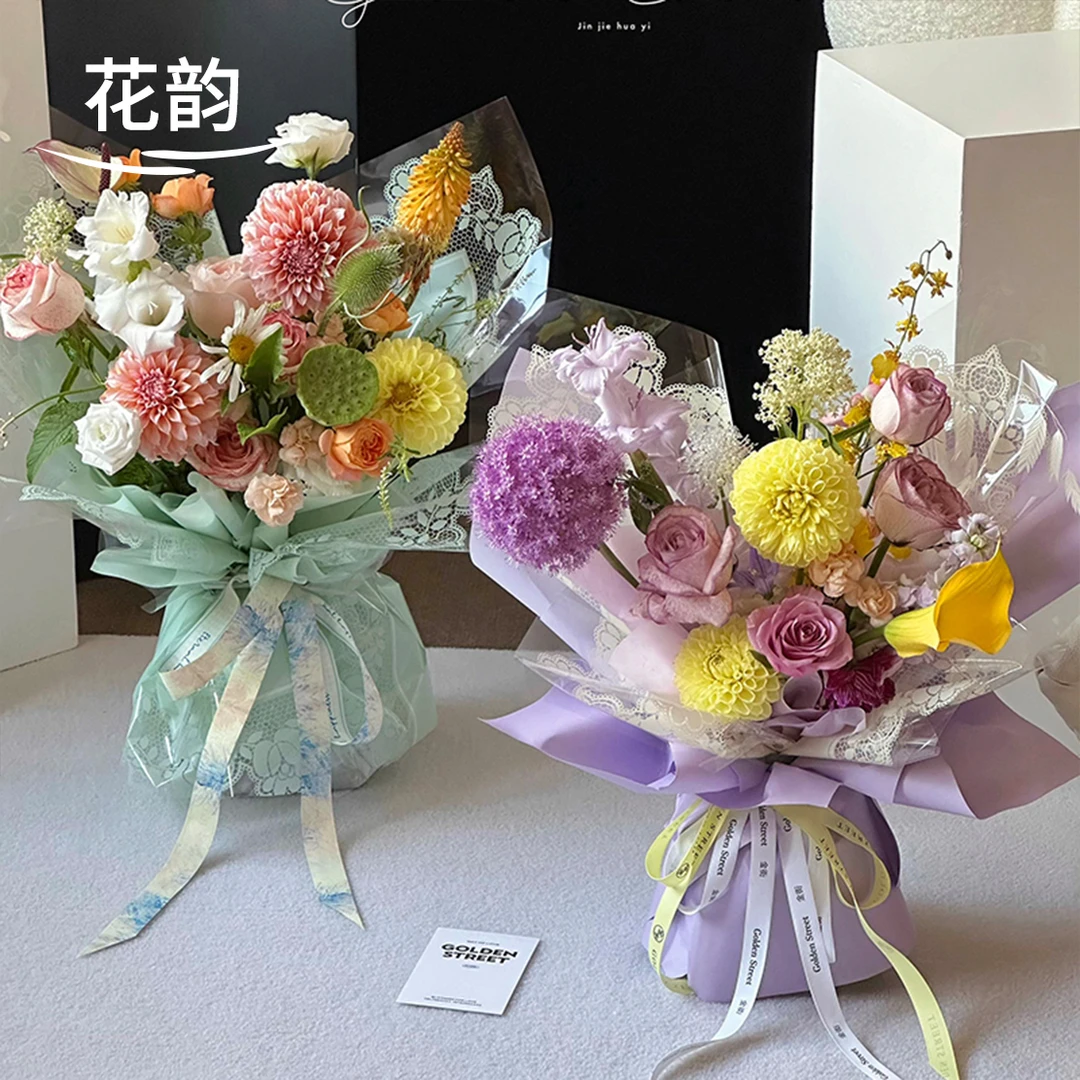 花韵 小蕾丝OPP膜 半透明花边玻璃纸 花束包装防水膜