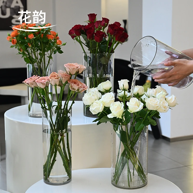 花韵 亚克力透明醒花养花方桶塑料鲜花花束插花深水桶花艺家居桶