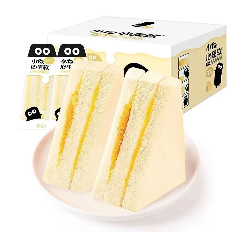 【保质期至6.21】小白心里软奶皮三明治面包65g×8个
