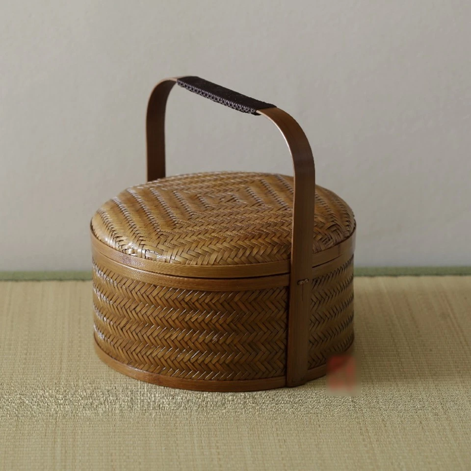 手工竹编复古提篮茶杯茶具收纳手提竹筐茶轻奢高档礼包装提盒茶盒