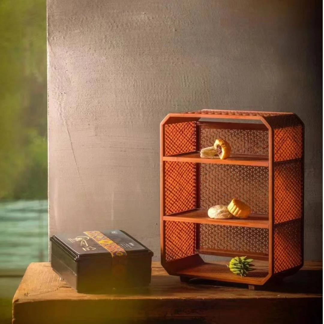 竹编大漆博古架新中式多宝阁茶道配件茶棚茶壶展示桌面摆件置物架