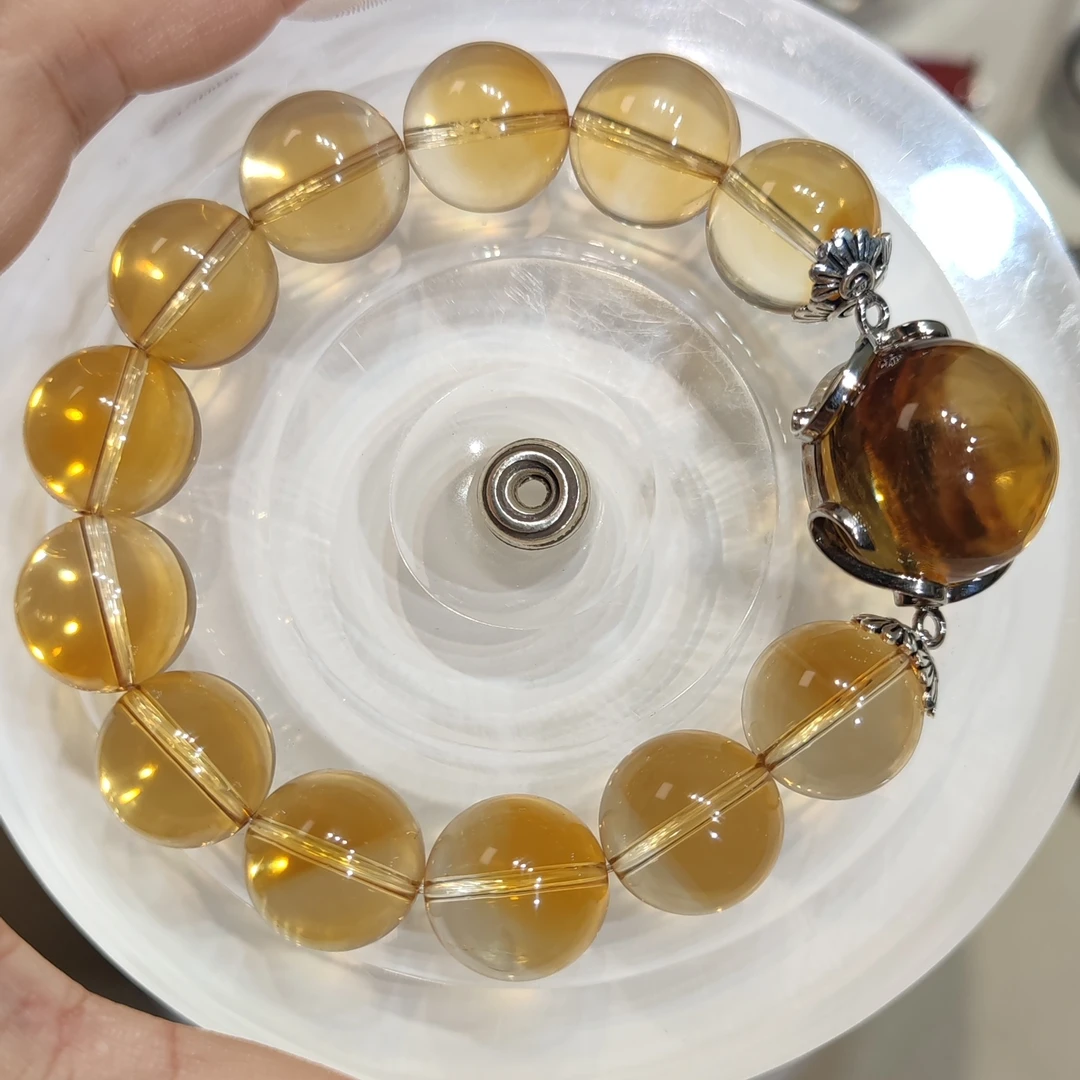 黄水晶手串珠径14mm手围15.7cm