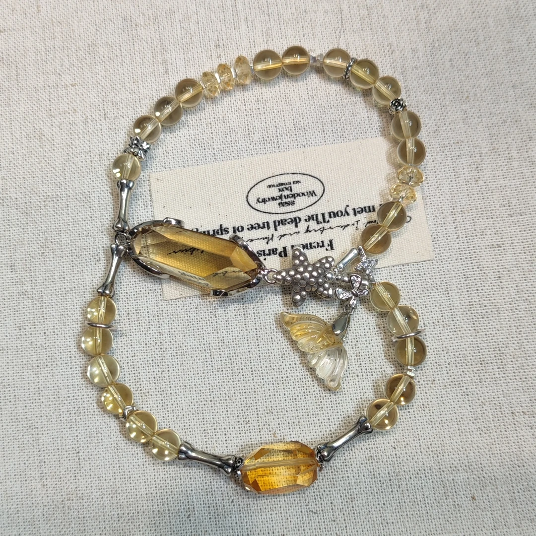 黄晶双圈手串diy卡6mm+手围15cm