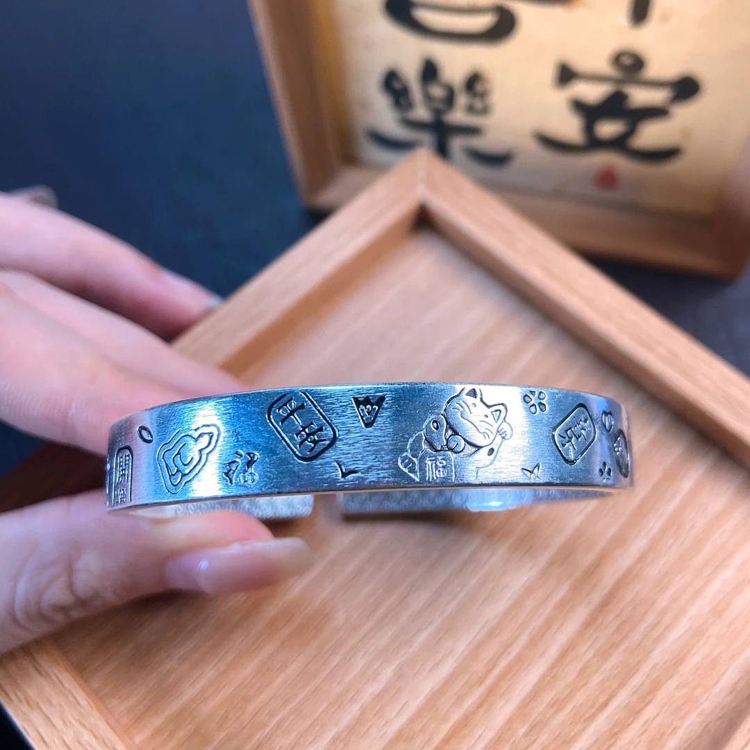 足银手镯 足银手镯 【916号】38g吉言足银手镯