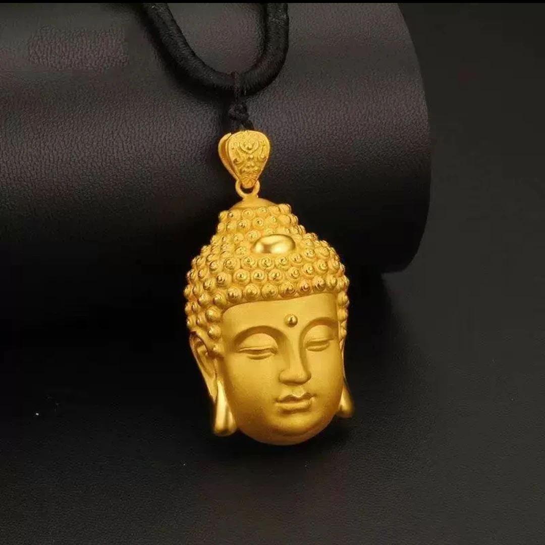 足金3D佛头吊坠莲花百搭佛公----免费编绳