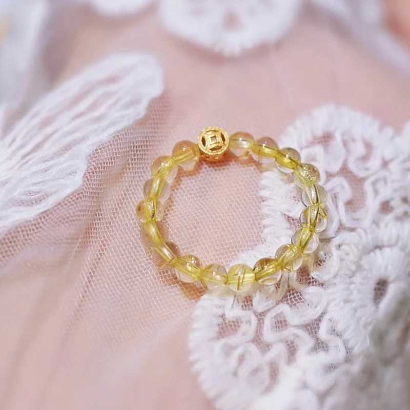 迷悟黄发晶水晶s925银戒指M25032548