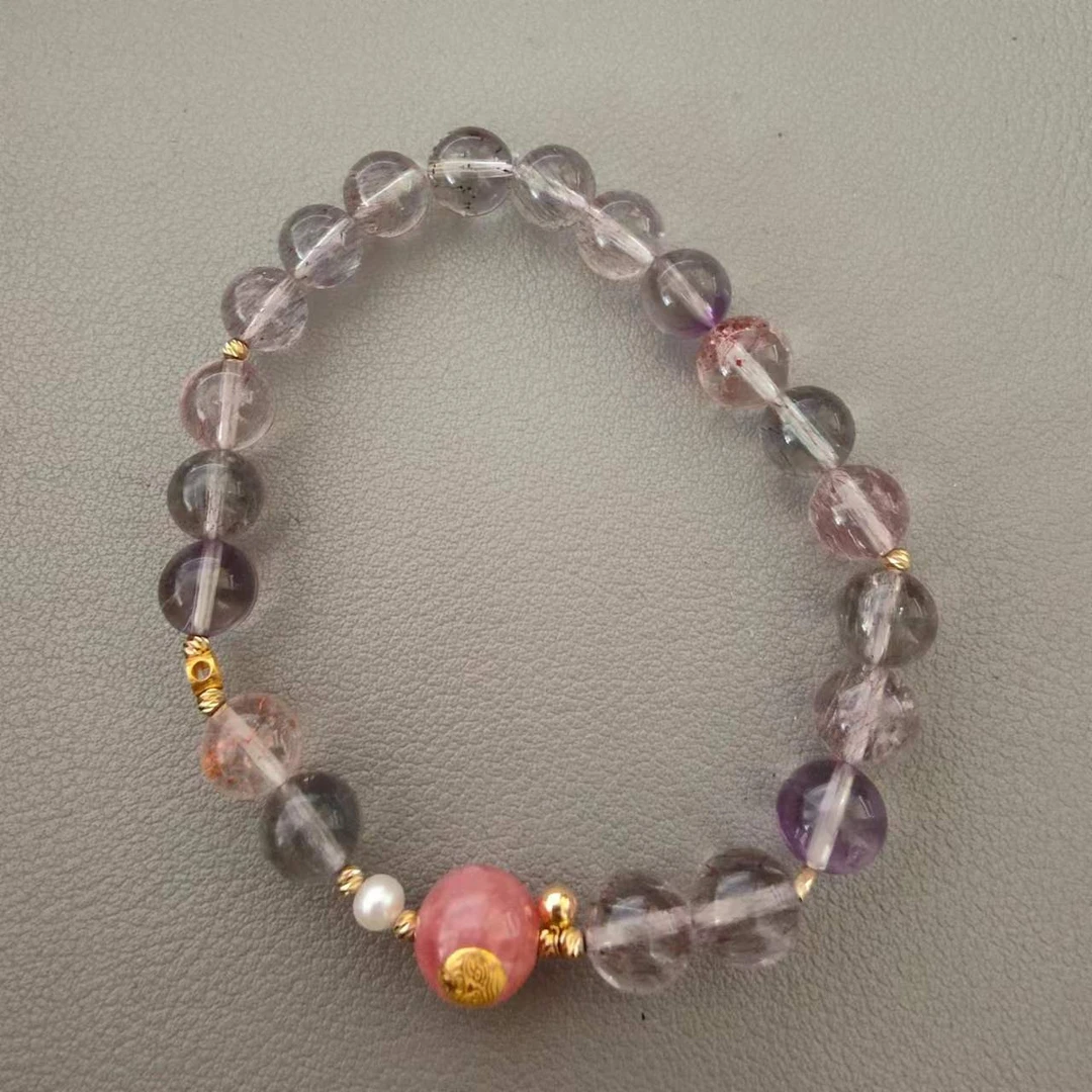 迷悟18k金超七水晶搭配红纹石手链M24062150