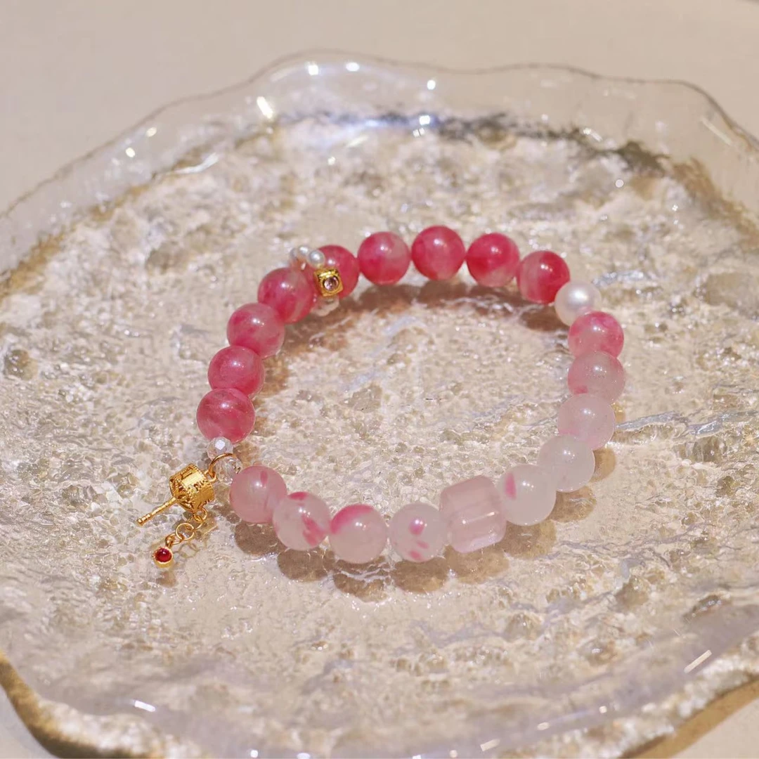 迷悟天然蔷薇辉石S925银单圈手链（多样性发一）T25032538