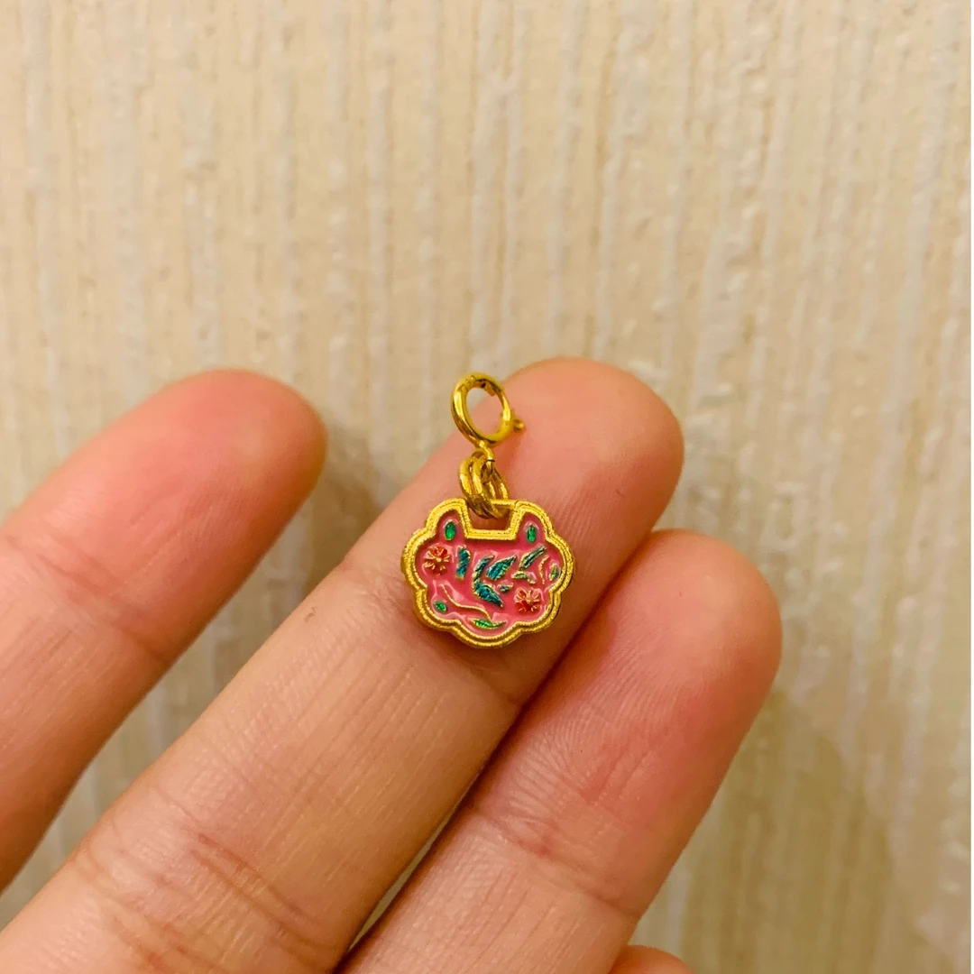 迷悟18k金小花锁粉色带扣头不含链子（多样性发一）
