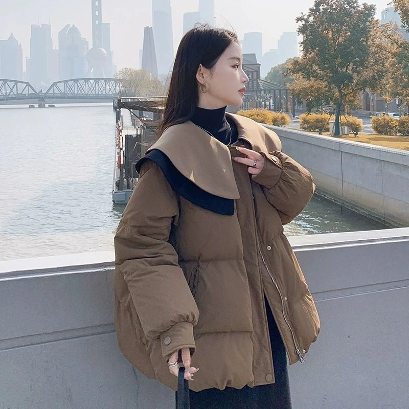 2023新款白鸭绒娃娃领小个子户外羽绒服女冬季新款外套加厚羽绒棉