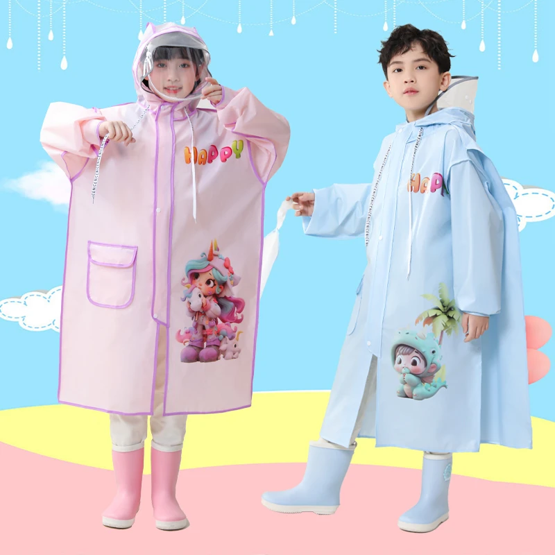 儿童女童小学生幼儿园雨衣拉链防雨雨衣儿童6-12岁中大童长款大童