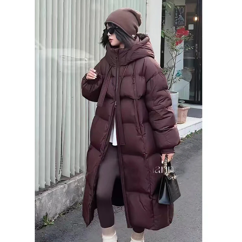 【云Yun烨专属】羽绒服女2025年新中长款加厚韩版连帽宽松面包外套