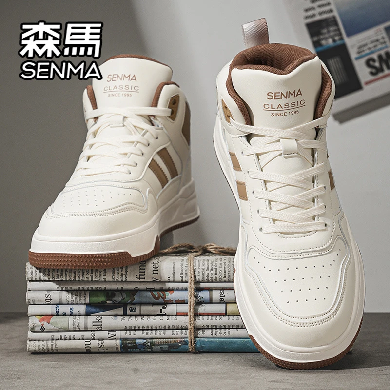 森马高帮鞋男款冬季学生运动休闲厚底增高板鞋潮牌高级感小白潮鞋