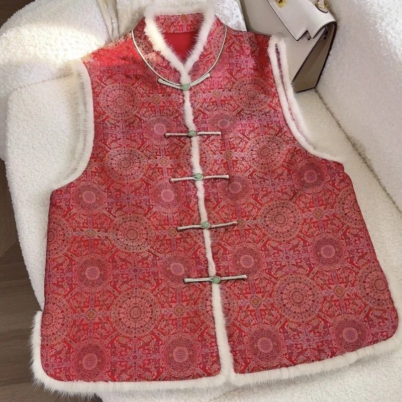 盈盈推荐《八达韵》时尚冬季百搭显瘦中国风重工织金棉服马甲2877