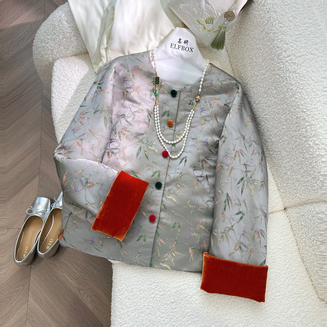 盈盈推荐《彩竹》2024新款气质时尚国风新中式宋棉服外套2681