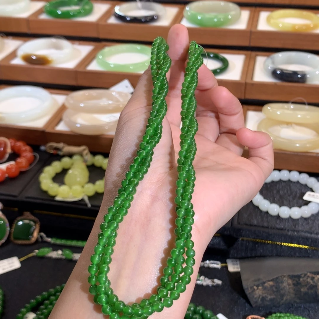 和田玉项链未镶嵌俄碧病冰底荧光