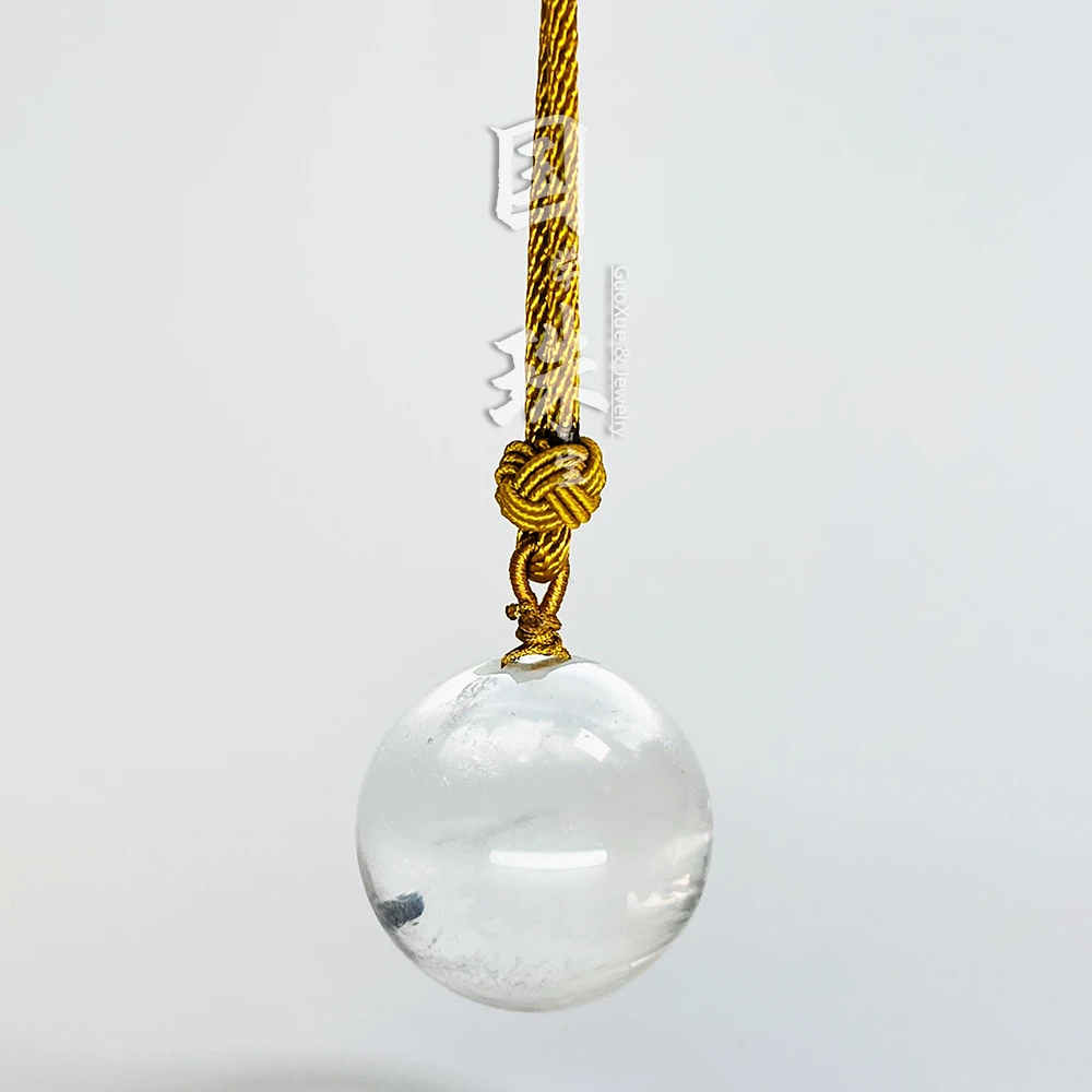 【国学珠宝】天然白水晶水晶球圆珠26m+手机挂包挂钥匙挂多样性发